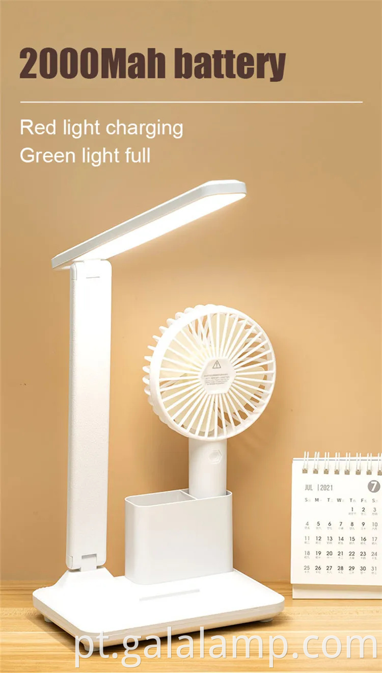 Lâmpada de mesa dobrável recarregável moderna com suporte de caneta